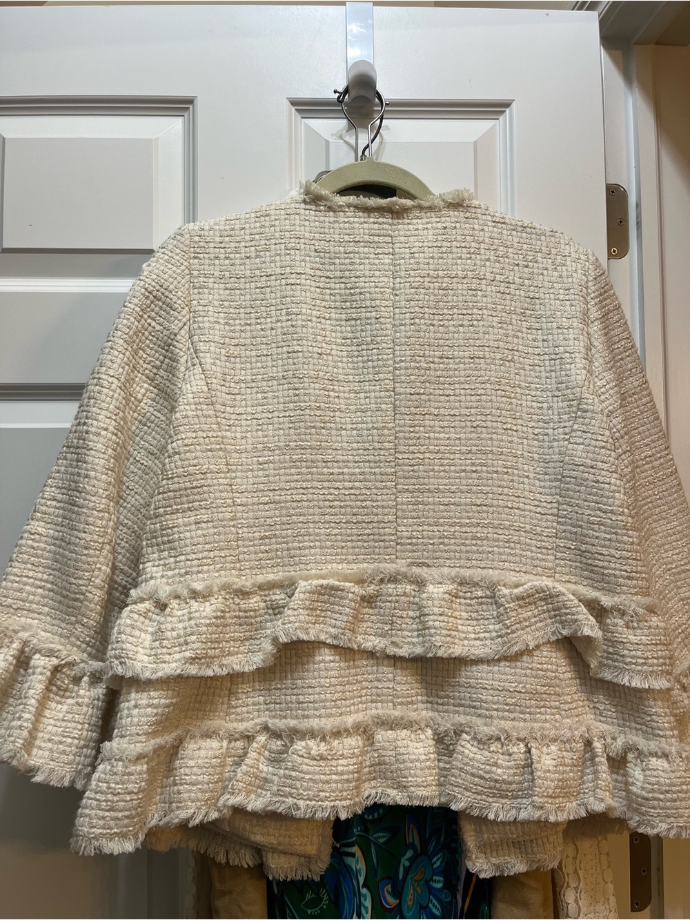 Classic Cream Tweed Ruffle Jacket - - Picture 2 of 3